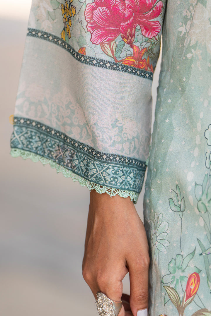 3 Pcs Unstitched Ocean Blue Lawn - SU25V16-S8 - JACQUARD CLOTHING