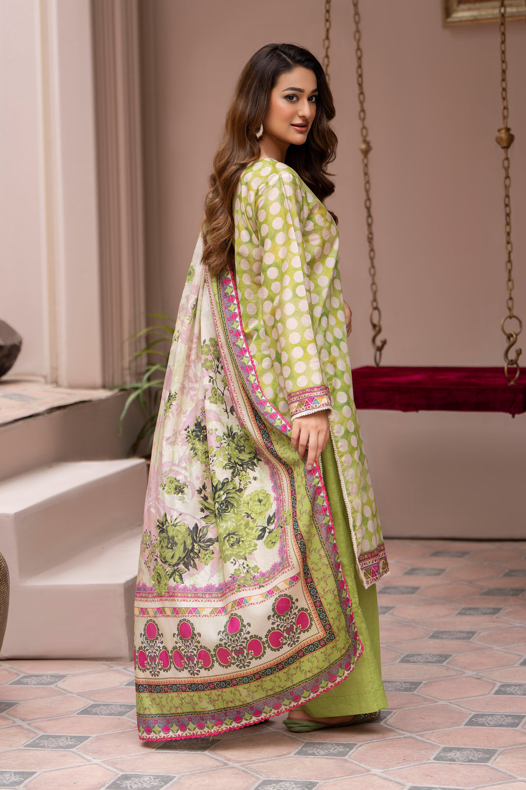 3 Pcs Unstitched Olive Lawn - SU25V24-S9 - JACQUARD CLOTHING