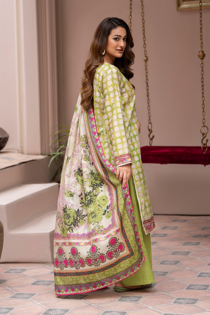 3 Pcs Unstitched Olive Lawn - SU25V24-S9 - JACQUARD CLOTHING