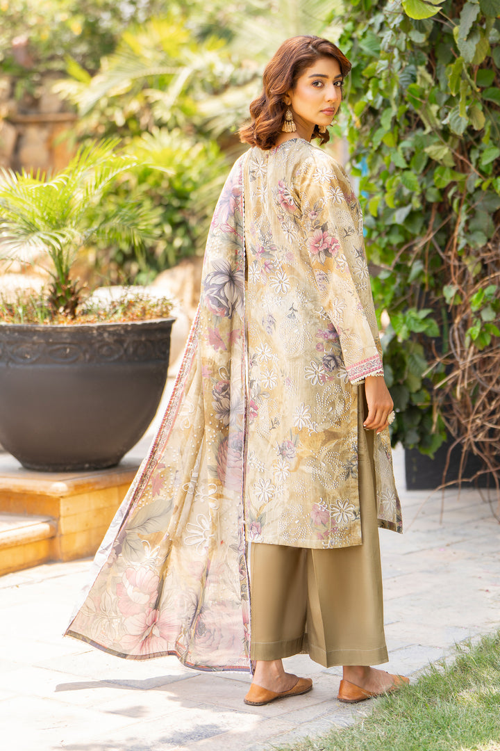 3 Pcs Unstitched Olive Lawn - SU25V16-S1 - JACQUARD CLOTHING