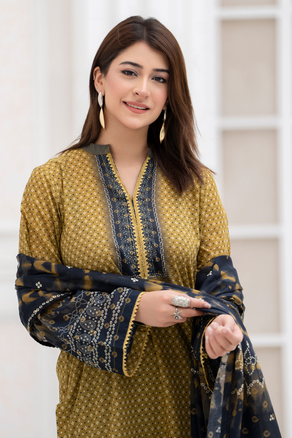 3 Pcs Unstitched Olive Lawn - SU25V28-S2 - JACQUARD CLOTHING