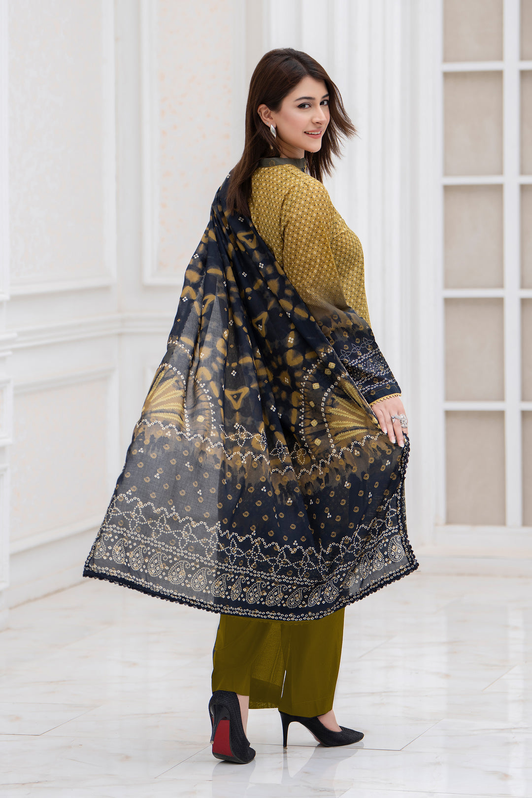 3 Pcs Unstitched Olive Lawn - SU25V28-S2 - JACQUARD CLOTHING
