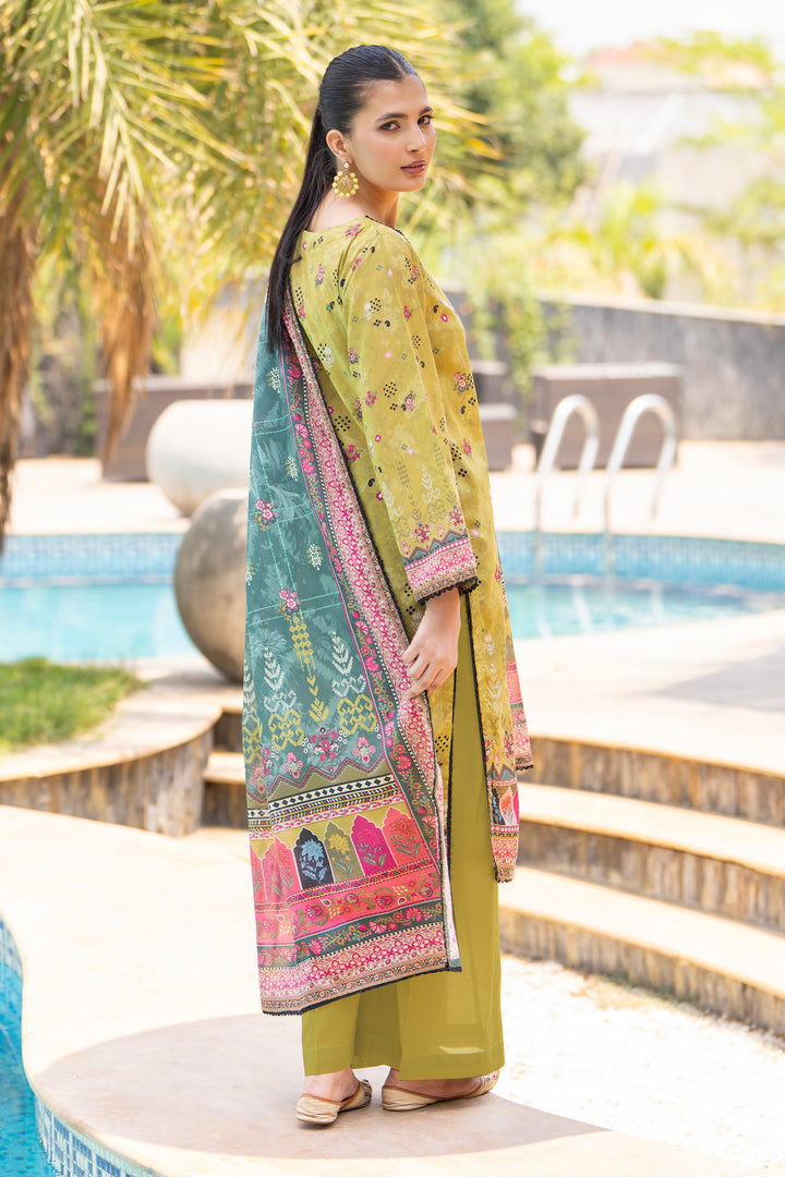 3 Pcs Unstitched Olive Lawn - SU25V16-S5 - JACQUARD CLOTHING