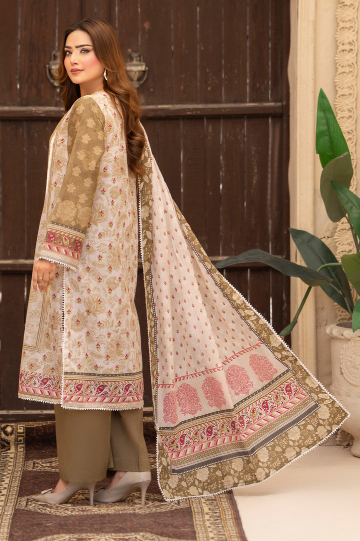 3 Pcs Unstitched Olive Lawn - SU25V20-S1 - JACQUARD CLOTHING