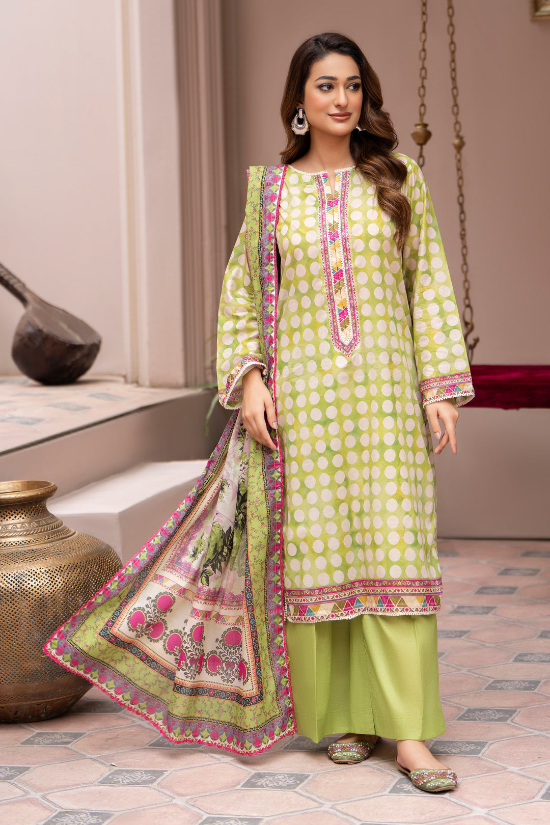 3 Pcs Unstitched Olive Lawn - SU25V24-S9 - JACQUARD CLOTHING