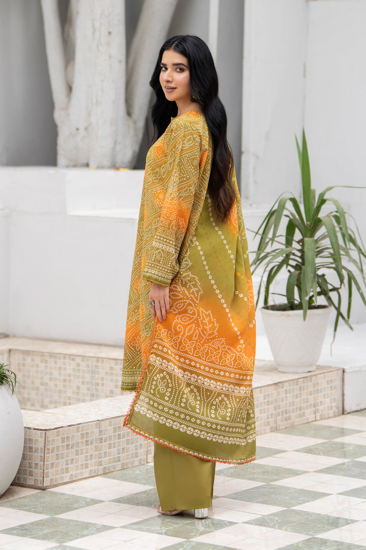 3 Pcs Unstitched Olive Premium Lawn - SU25V31-S5 - JACQUARD CLOTHING