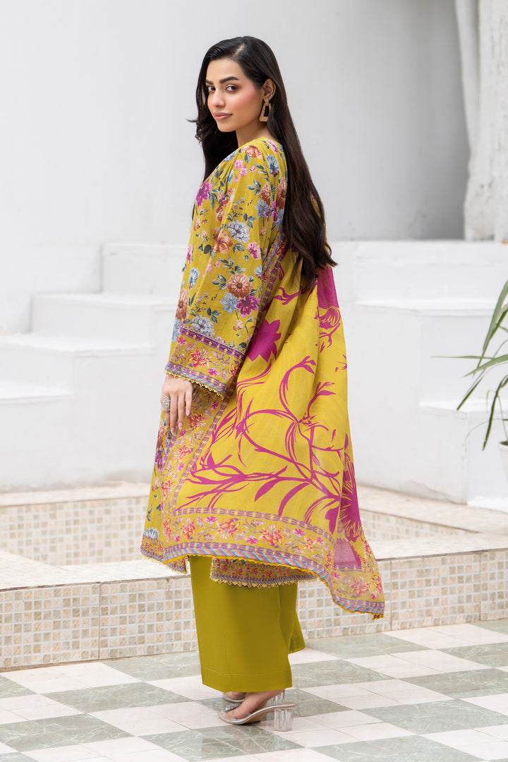 3 Pcs Unstitched Olive Premium Lawn - SU25V33-S6 - JACQUARD CLOTHING