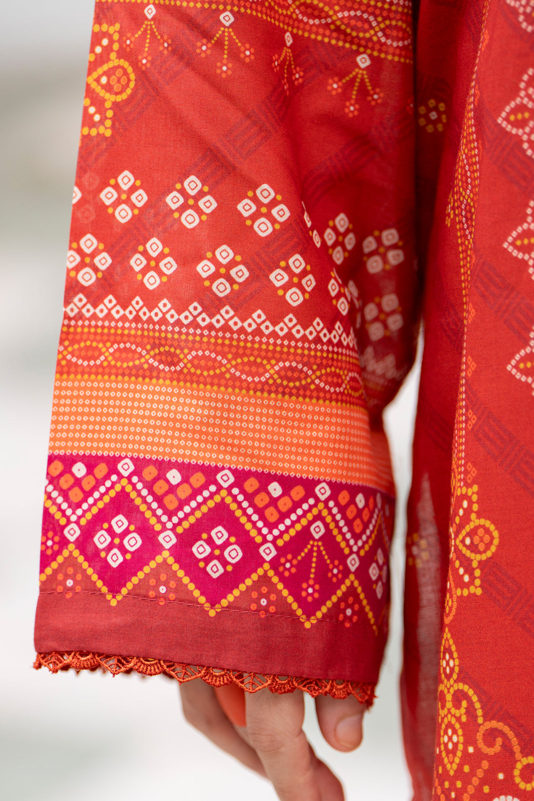 3 Pcs Unstitched Orange Premium Lawn - SU25V32-S5 - JACQUARD CLOTHING
