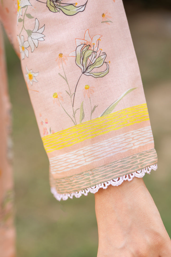 3 Pcs Unstitched Peach Lawn - SU25V17-S2 - JACQUARD CLOTHING