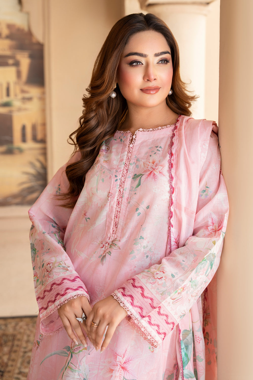 3 Pcs Unstitched Peach Lawn - SU25V19-S5 - JACQUARD CLOTHING