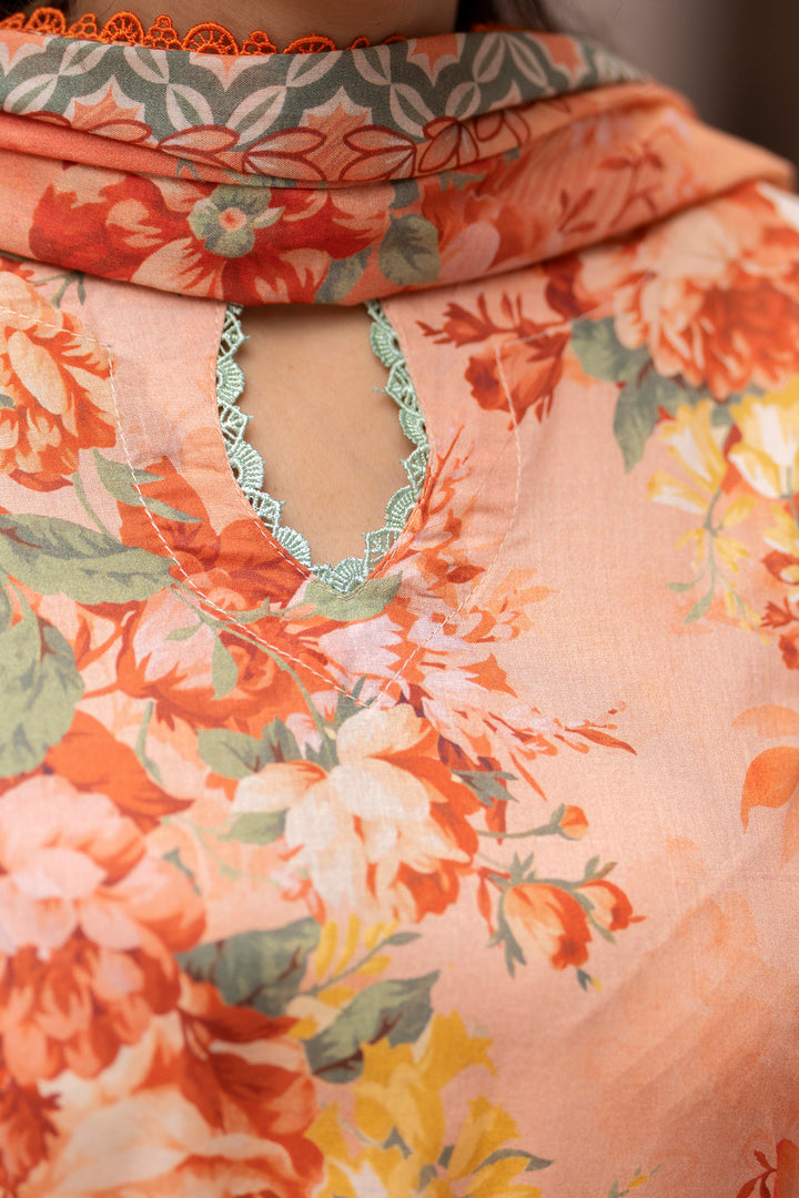 3 Pcs Unstitched Peach Lawn - SU25V24-S7 - JACQUARD CLOTHING