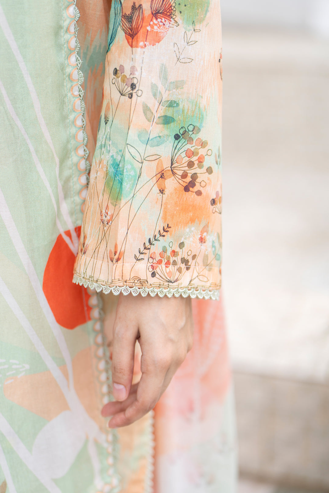 3 Pcs Unstitched Peach Premium Lawn - SU25V31-S6 - JACQUARD CLOTHING
