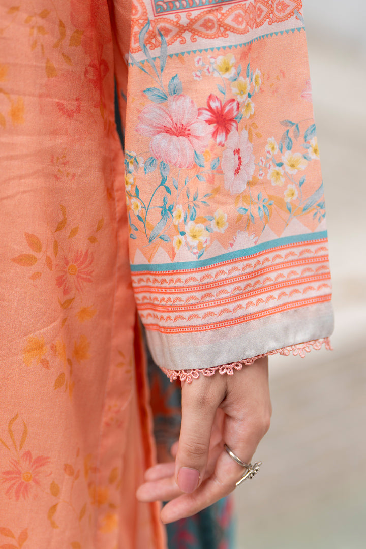 3 Pcs Unstitched Peach Premium Lawn - SU25V32-S4 - JACQUARD CLOTHING