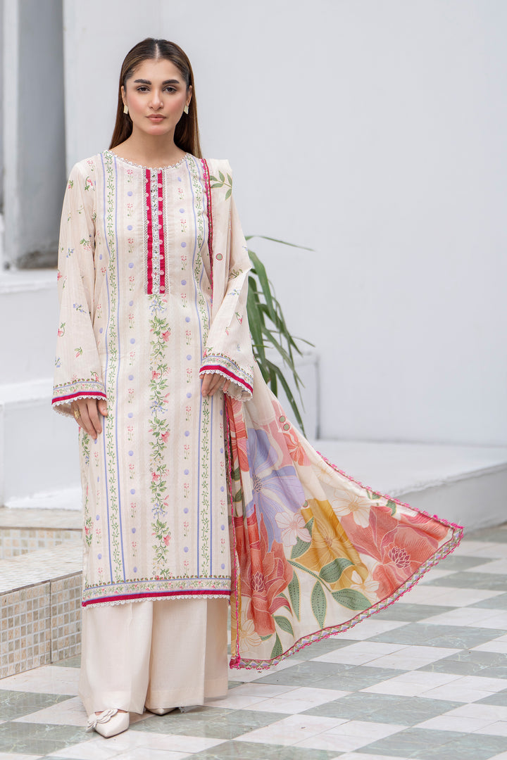 3 Pcs Unstitched Pearl Premium Lawn - SU25V32-S10 - JACQUARD CLOTHING