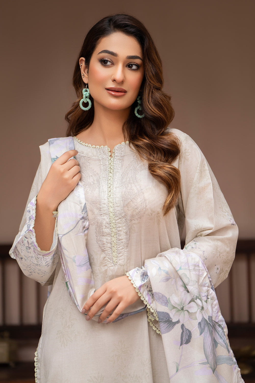 3 Pcs Unstitched Pearl White Lawn - SU25V24-S2 - JACQUARD CLOTHING