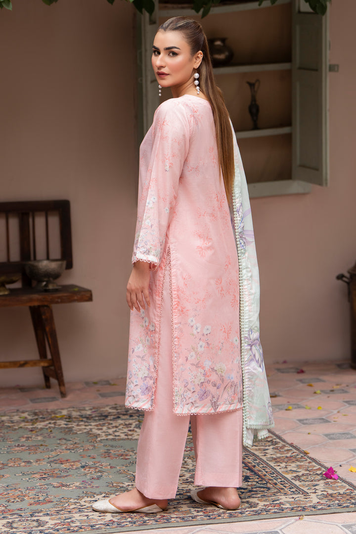 3 Pcs Unstitched Pink Lawn - SU25V22-S2 - JAQUARD CLOTHING