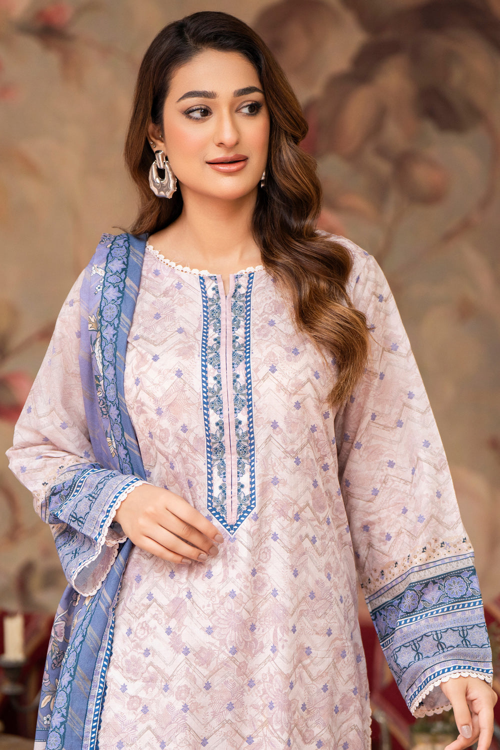 3 Pcs Unstitched Pink Lawn - SU25V23-S1 - JAQUARD CLOTHING