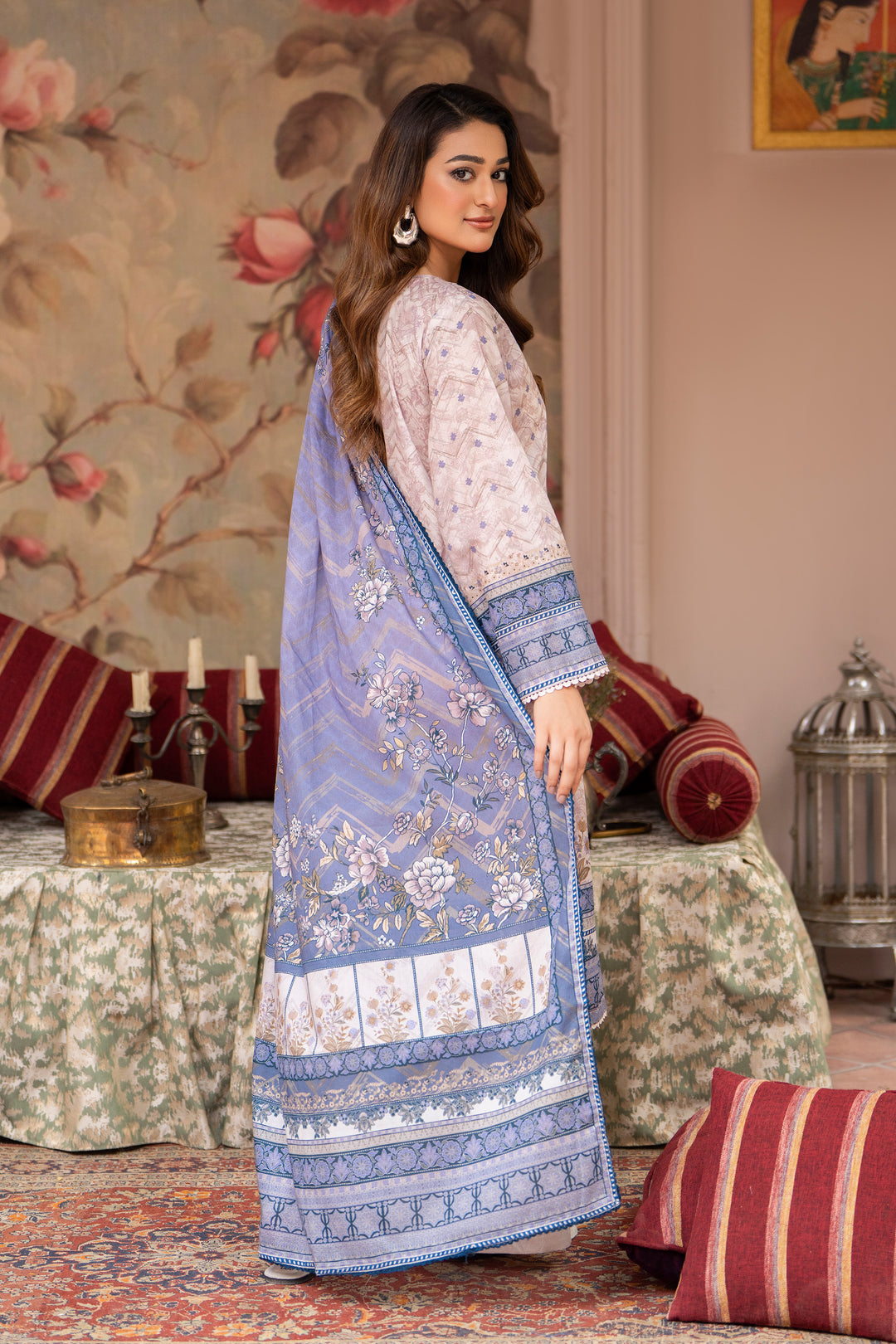 3 Pcs Unstitched Pink Lawn - SU25V23-S1 - JAQUARD CLOTHING