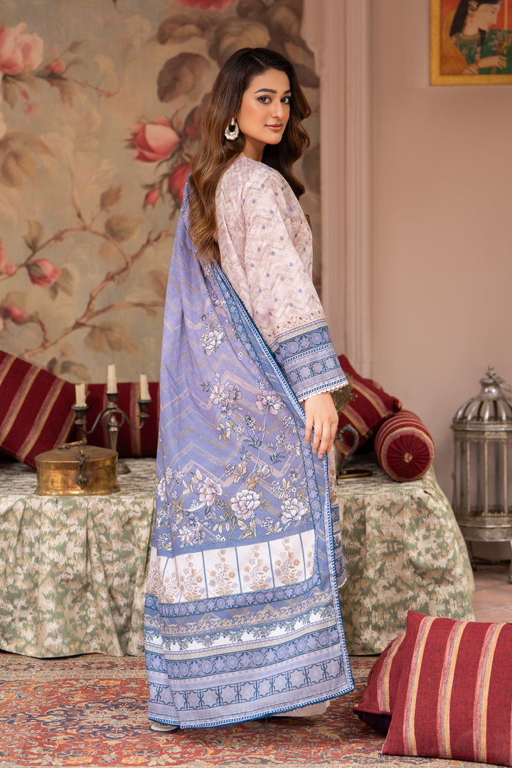 3 Pcs Unstitched Pink Lawn - SU25V23-S1 - JAQUARD CLOTHING