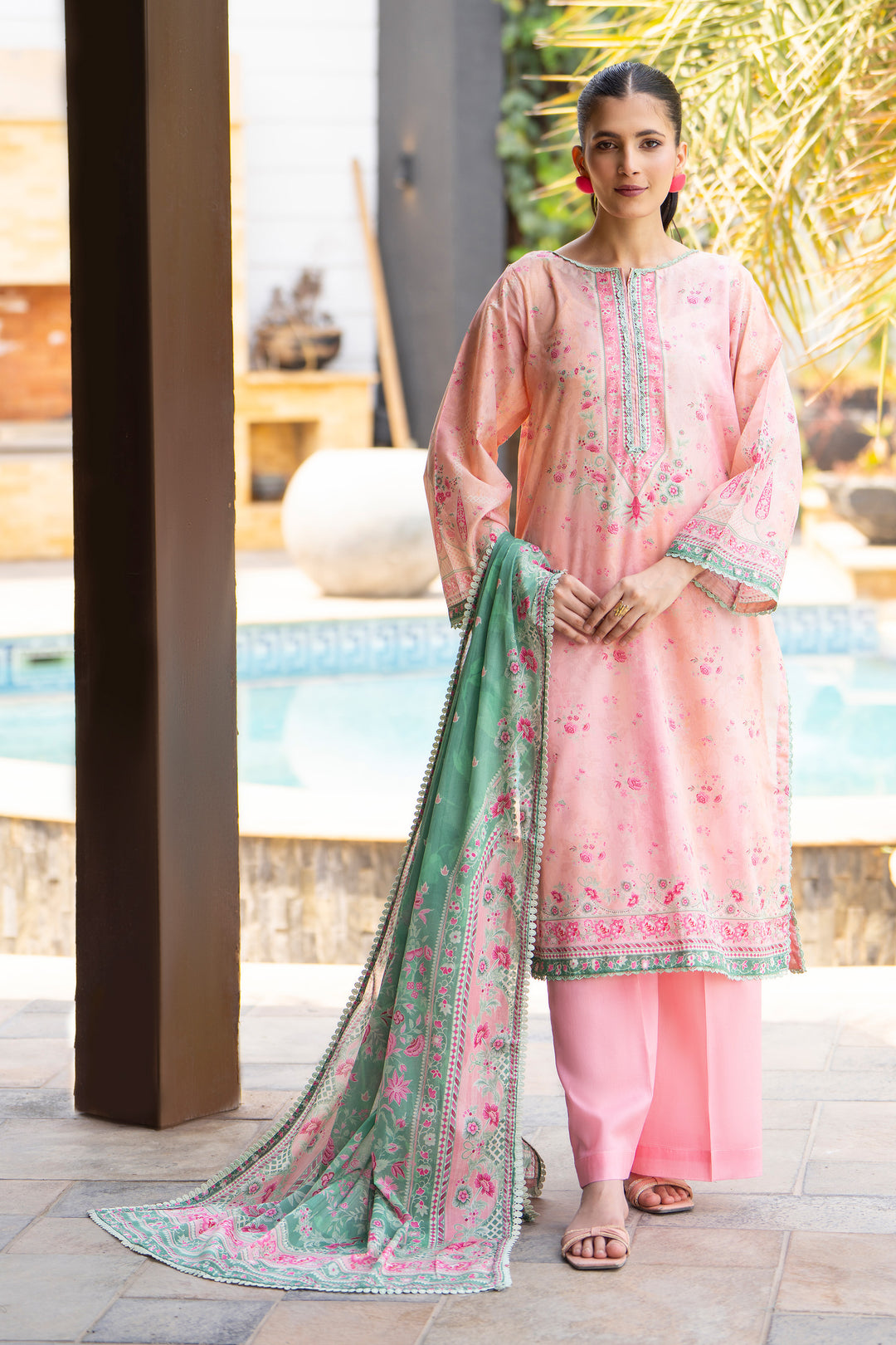 3 Pcs Unstitched Pink Lawn - SU25V18-S4 - JACQUARD CLOTHING