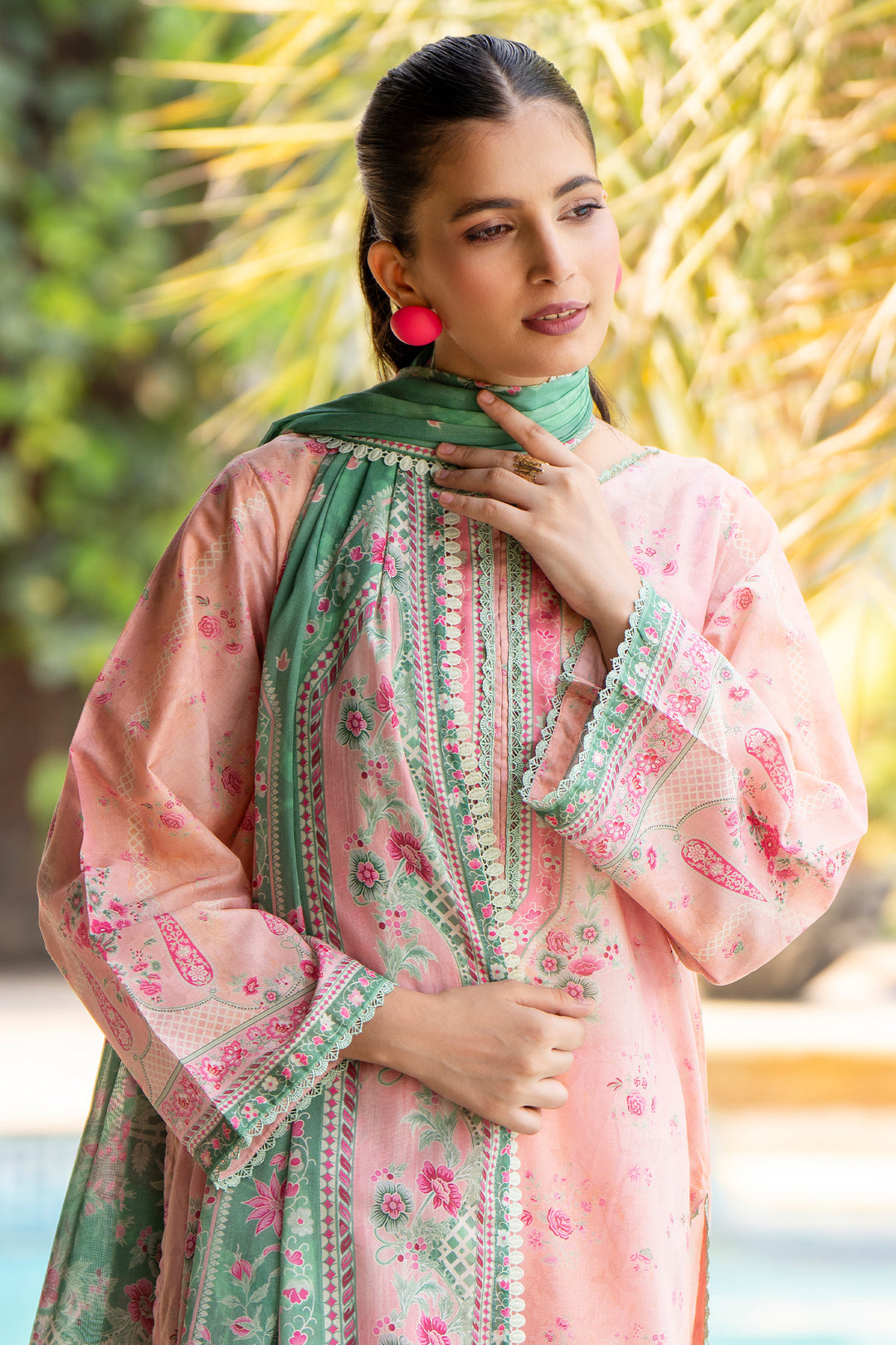 3 Pcs Unstitched Pink Lawn - SU25V18-S4 - JACQUARD CLOTHING