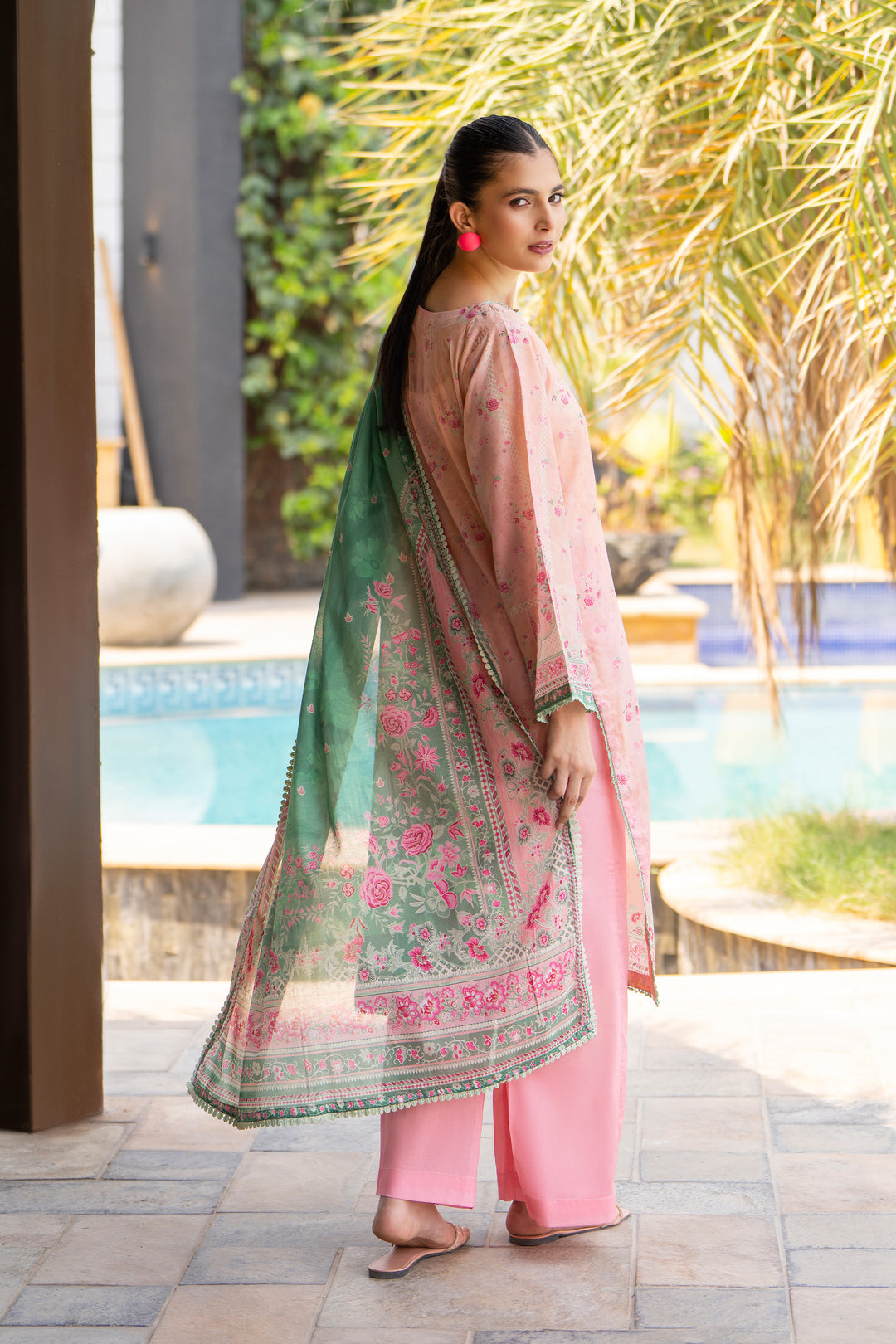 3 Pcs Unstitched Pink Lawn - SU25V18-S4 - JACQUARD CLOTHING