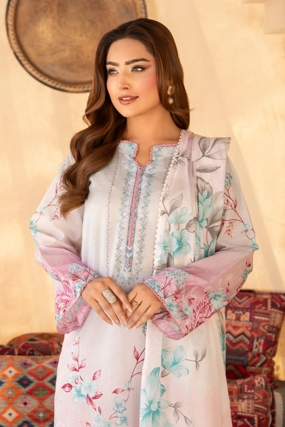 3 Pcs Unstitched Pink Lawn - SU25V19-S9 - JACQUARD CLOTHING