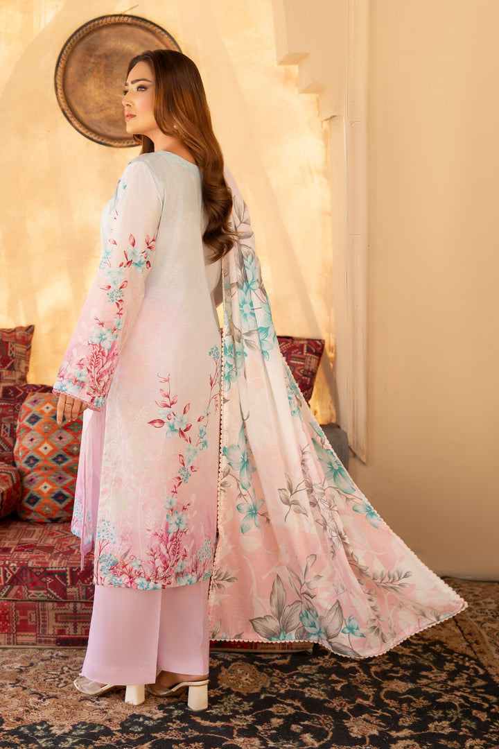 3 Pcs Unstitched Pink Lawn - SU25V19-S9 - JACQUARD CLOTHING