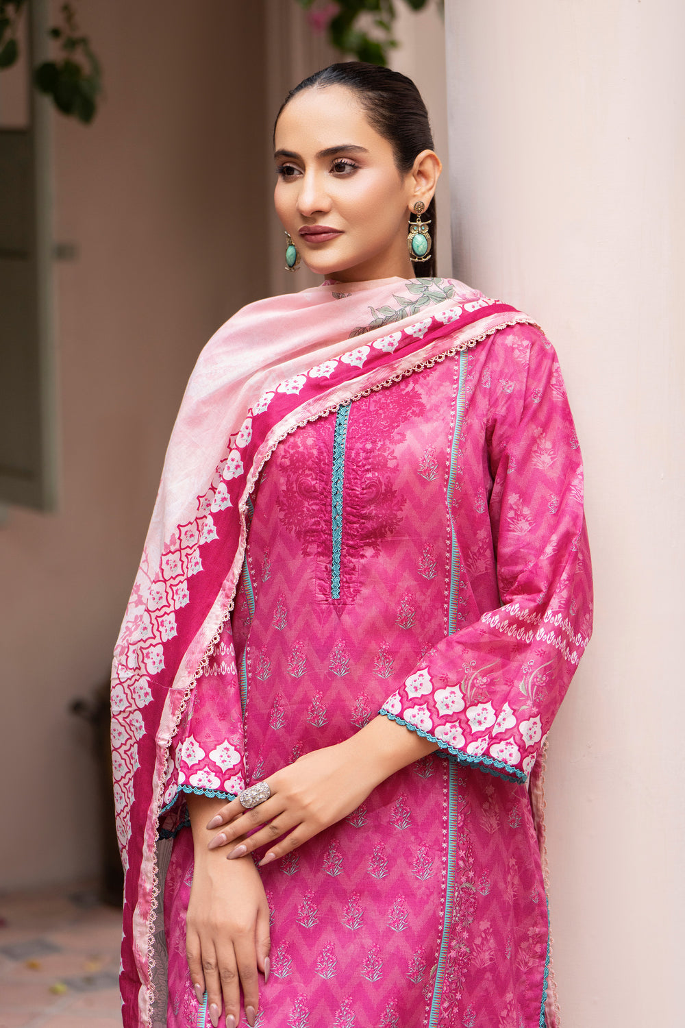 3 Pcs Unstitched Pink Lawn - SU25V24-S3 - JACQUARD CLOTHING