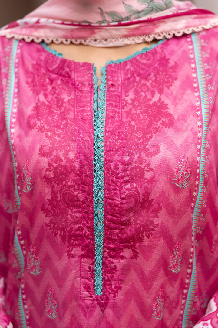 3 Pcs Unstitched Pink Lawn - SU25V24-S3 - JACQUARD CLOTHING