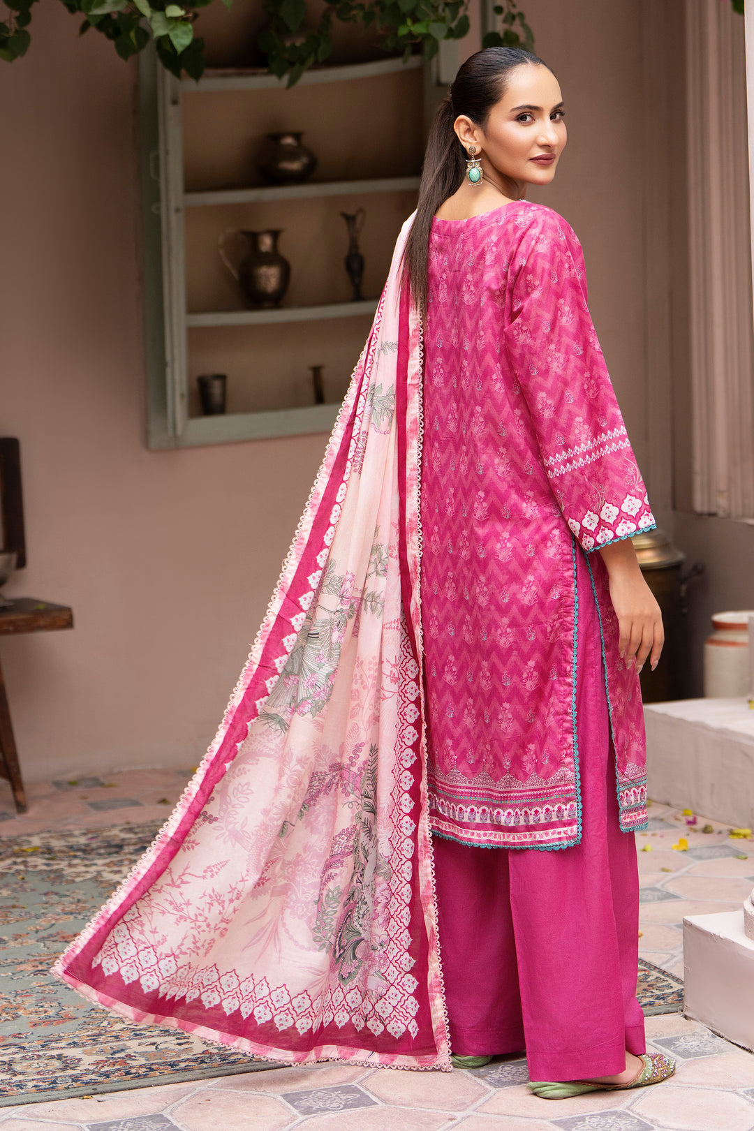 3 Pcs Unstitched Pink Lawn - SU25V24-S3 - JACQUARD CLOTHING