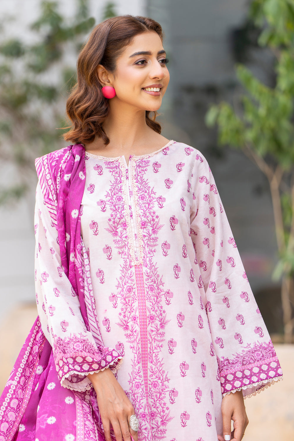3 Pcs Unstitched Pink Lawn - SU25V16-S3 - JACQUARD CLOTHING