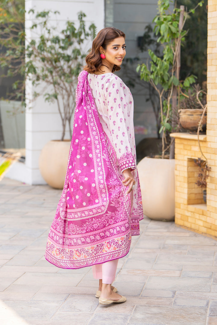 3 Pcs Unstitched Pink Lawn - SU25V16-S3 - JACQUARD CLOTHING