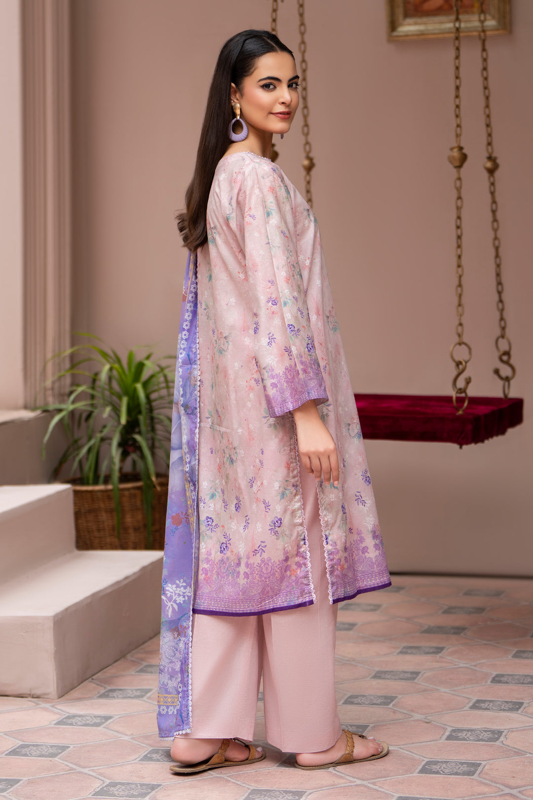 3 Pcs Unstitched Pink Lawn - SU25V24-S4 - JACQUARD CLOTHING