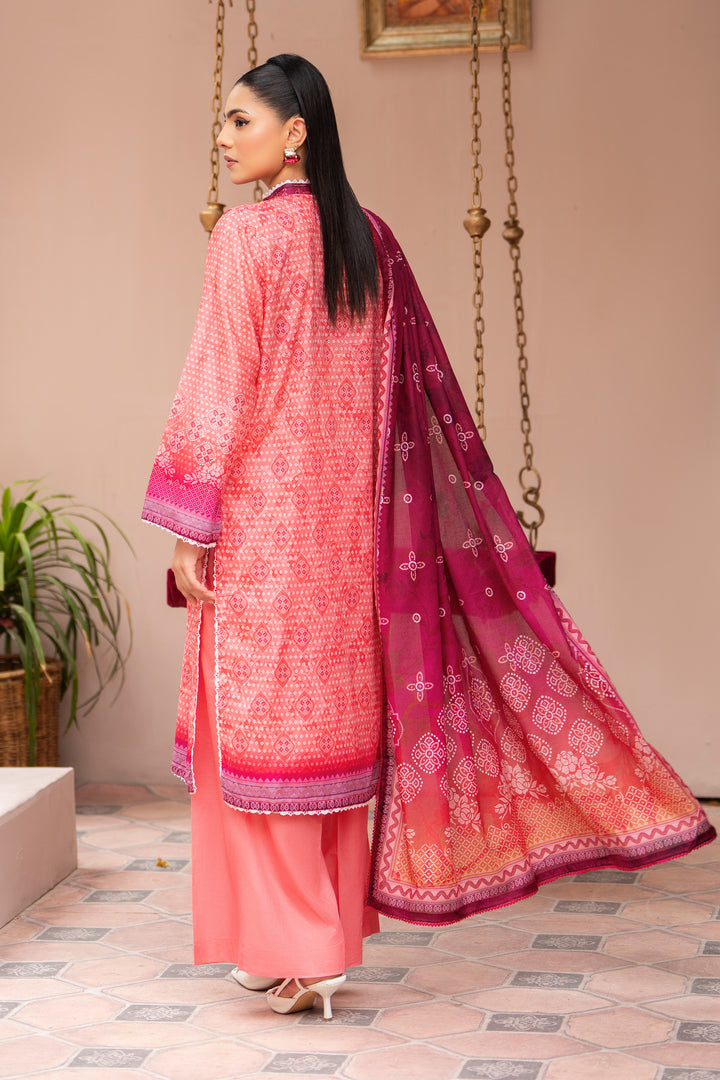 3 Pcs Unstitched Pink Lawn - SU25V23-S5 - JAQUARD CLOTHING