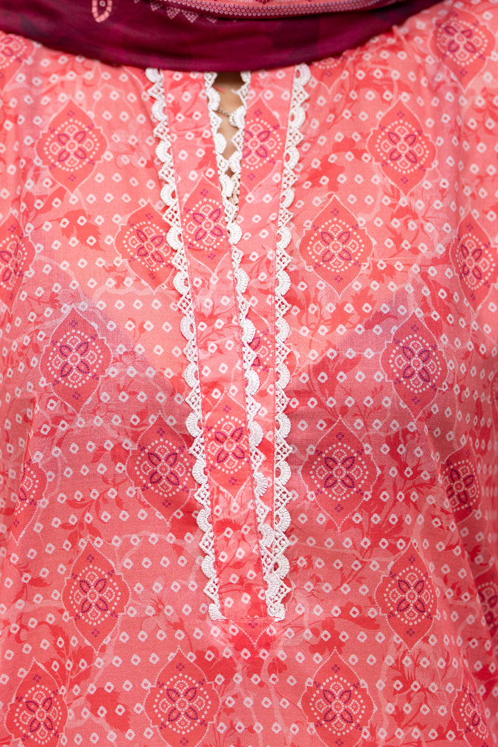 3 Pcs Unstitched Pink Lawn - SU25V23-S5 - JAQUARD CLOTHING