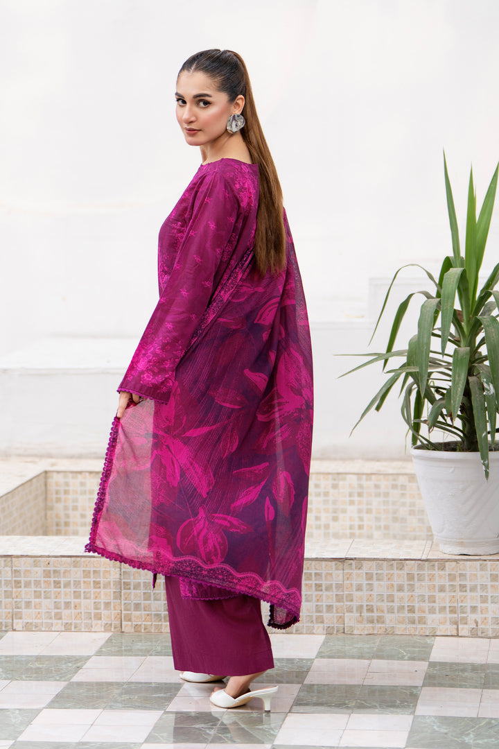 3 Pcs Unstitched Plum Lawn - SU25V31-S10 - JACQUARD CLOTHING