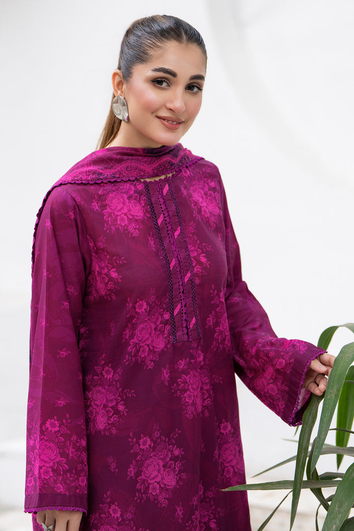 3 Pcs Unstitched Plum Lawn - SU25V31-S10 - JACQUARD CLOTHING
