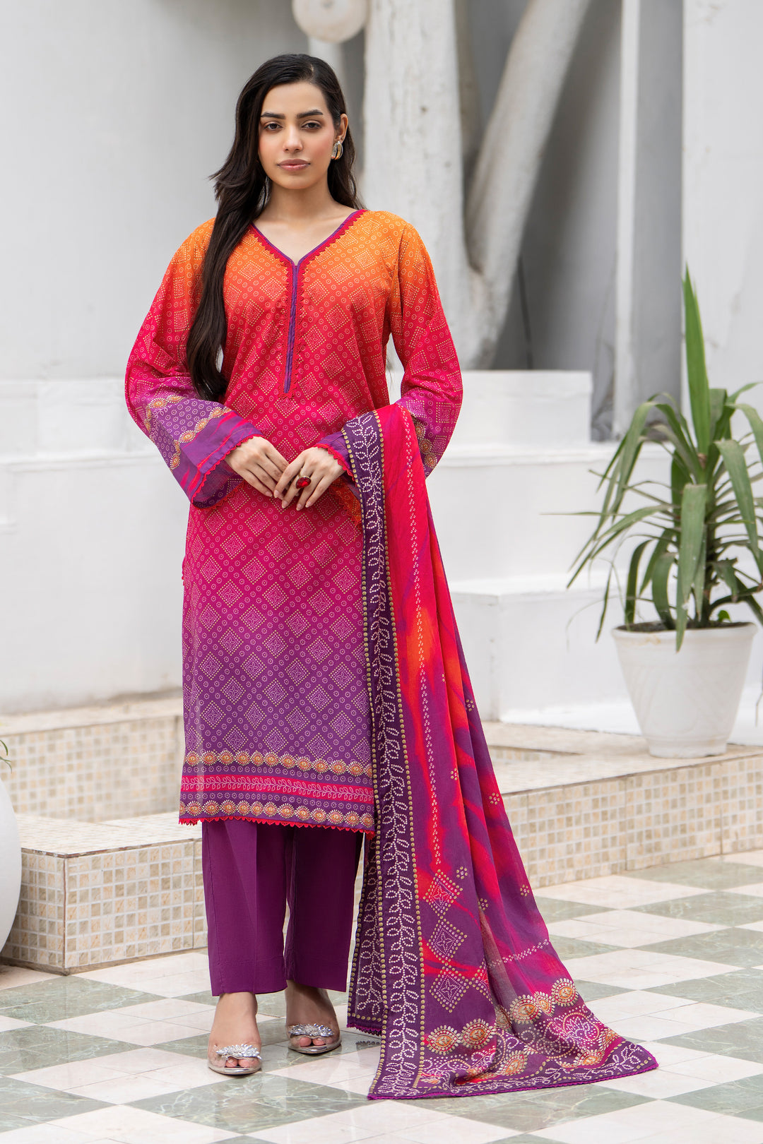3 Pcs Unstitched Plum Premium Lawn - SU25V33-S4 - JACQUARD CLOTHING