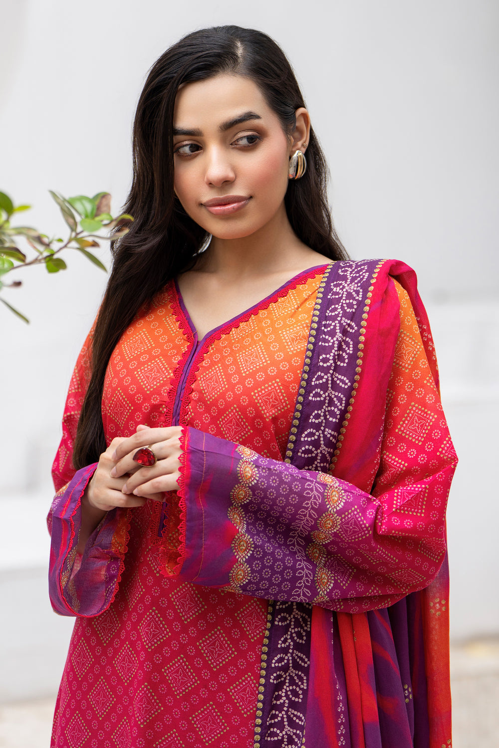 3 Pcs Unstitched Plum Premium Lawn - SU25V33-S4 - JACQUARD CLOTHING