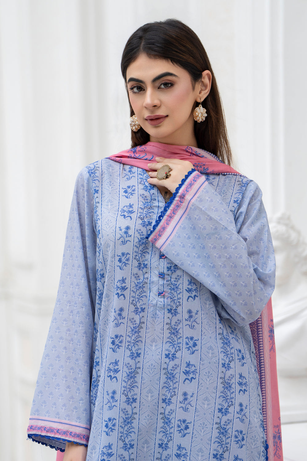 3 Pcs Unstitched Purple Lawn - SU25V28-S5 - JACQUARD CLOTHING
