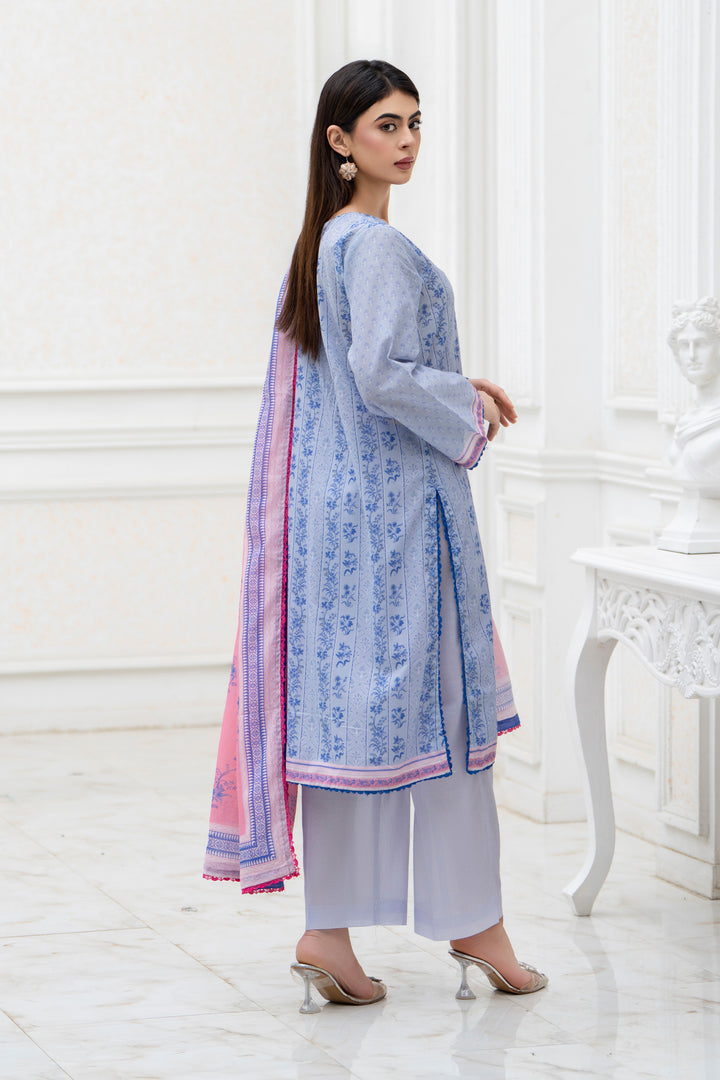 3 Pcs Unstitched Purple Lawn - SU25V28-S5 - JACQUARD CLOTHING