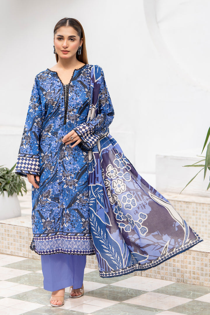 3 Pcs Unstitched Purple Premium Lawn - SU25V32-S8 - JACQUARD CLOTHING