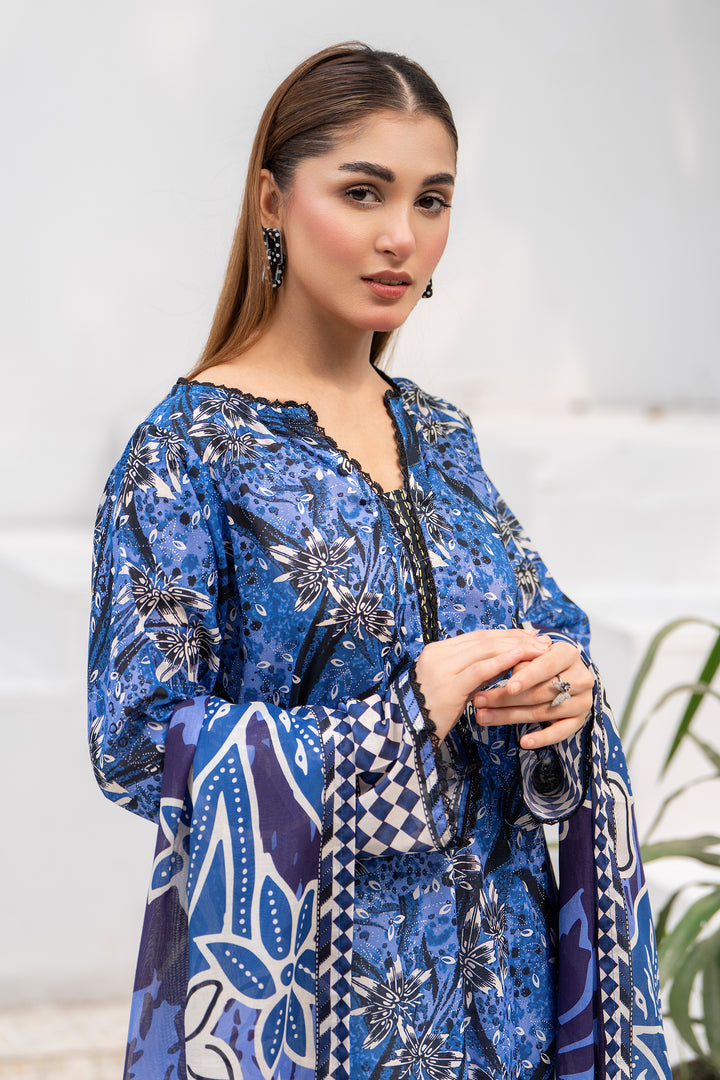 3 Pcs Unstitched Purple Premium Lawn - SU25V32-S8 - JACQUARD CLOTHING