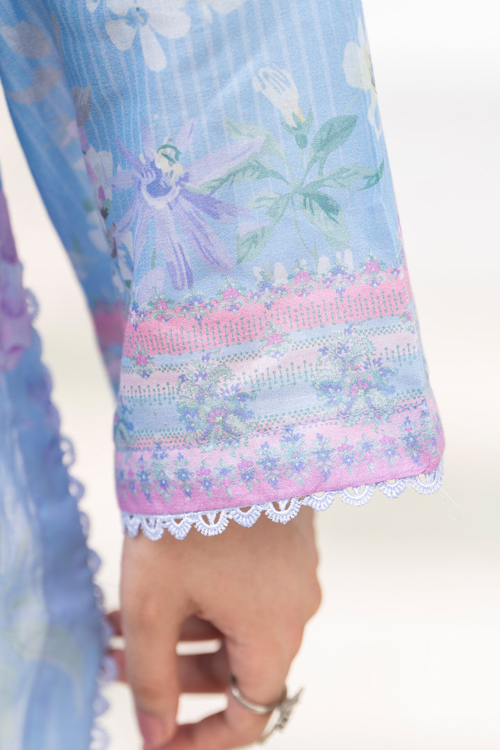 3 Pcs Unstitched Sky Blue Premium Lawn - SU25V31-S8 - JACQUARD CLOTHING
