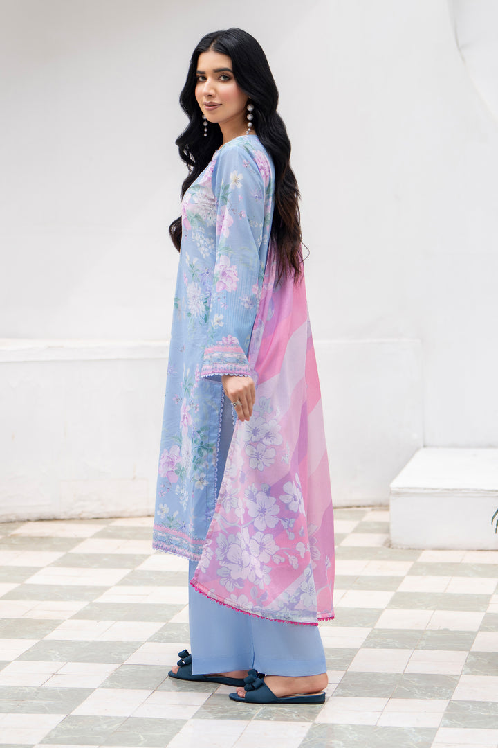 3 Pcs Unstitched Sky Blue Premium Lawn - SU25V31-S8 - JACQUARD CLOTHING
