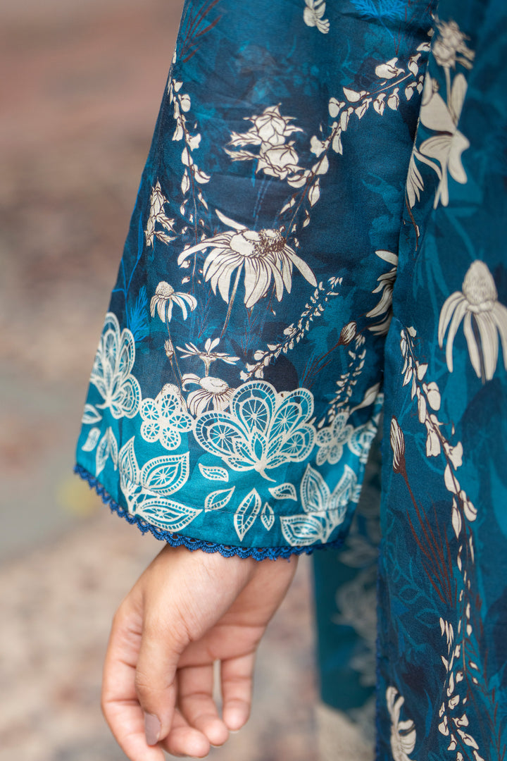3 Pcs Unstitched Teal Lawn - SU25V22-S3 - JAQUARD CLOTHING