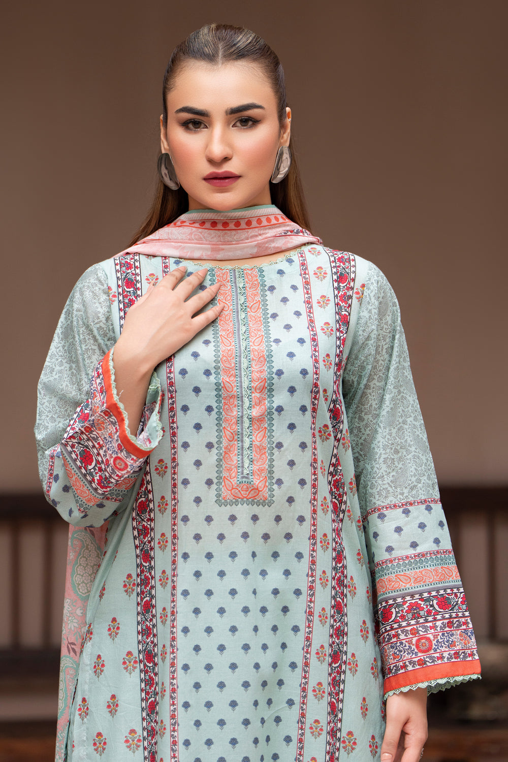 3 Pcs Unstitched Teal Lawn - SU25V24-S8 - JACQUARD CLOTHING