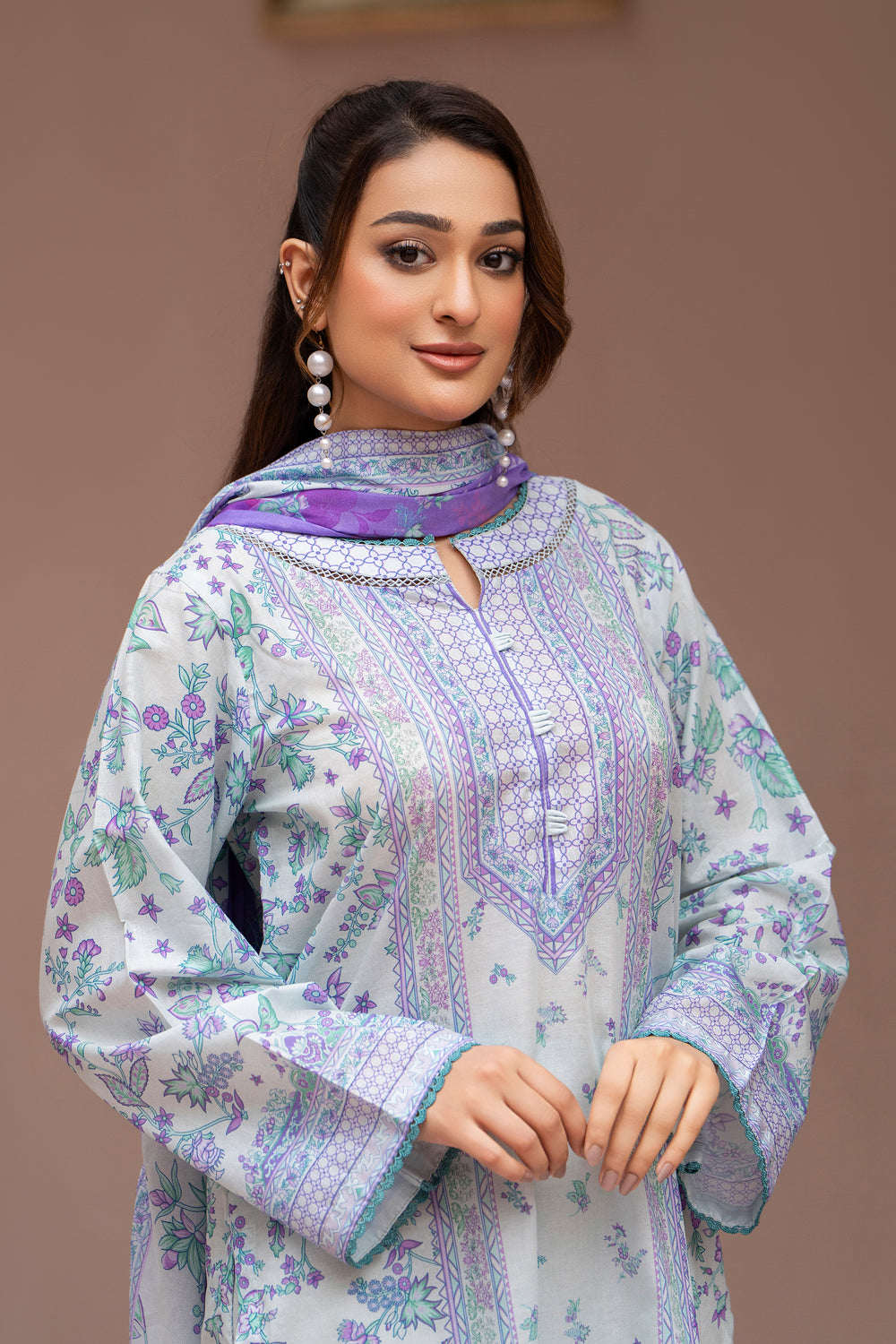 3 Pcs Unstitched Violet Lawn - SU25V23-S3 - JAQUARD CLOTHING