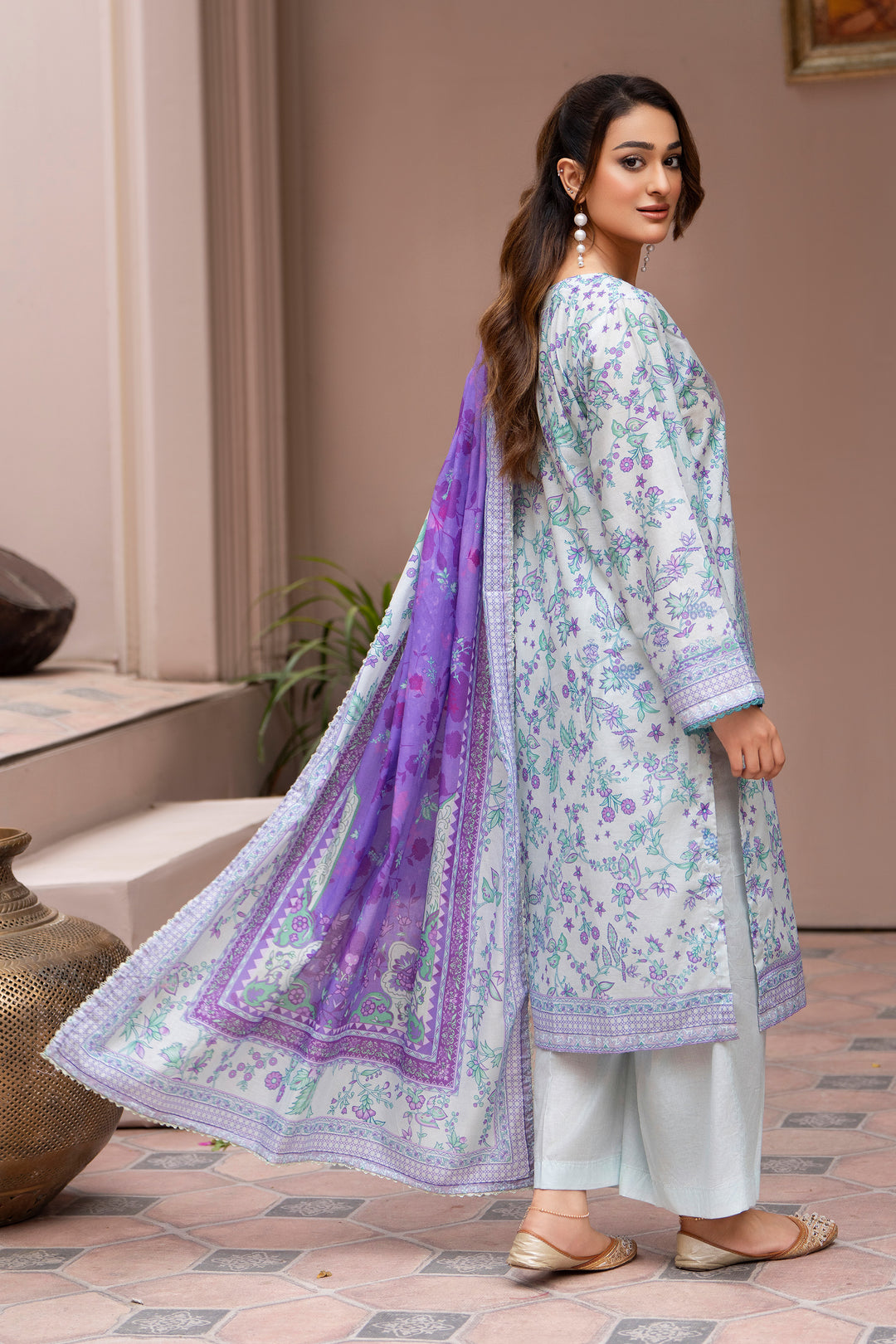 3 Pcs Unstitched Violet Lawn - SU25V23-S3 - JAQUARD CLOTHING